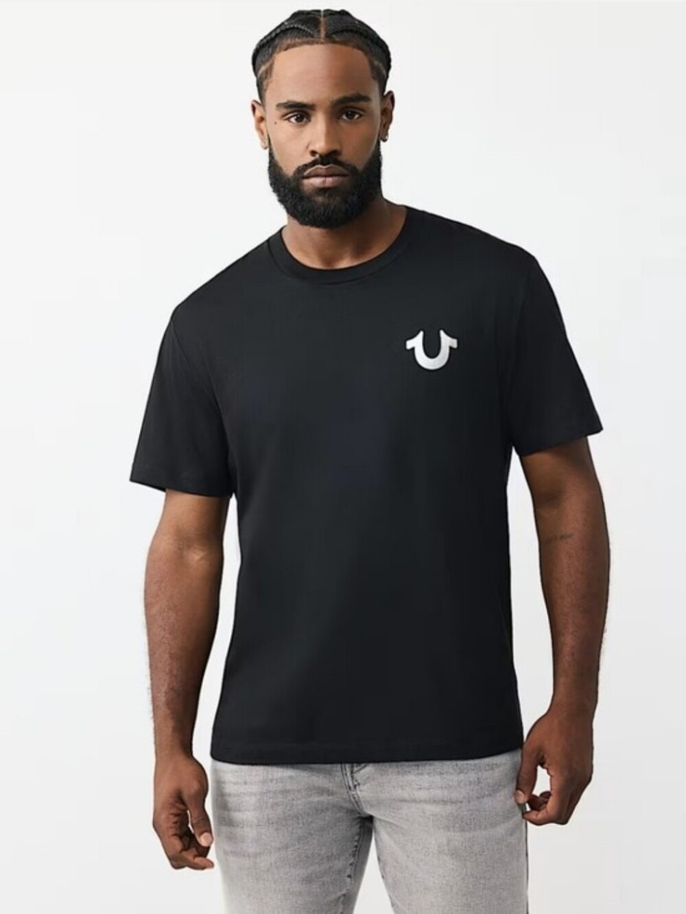 True Relogion Black Short Sleeve Tee Woth Horseshoe Logo
